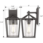 Lot de 2 appliques d'extérieur en métal noir et verre