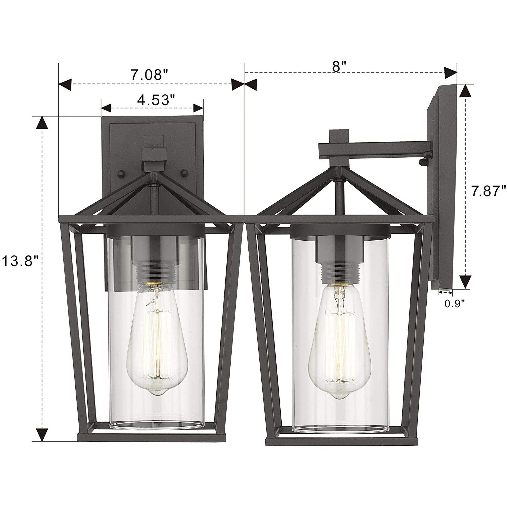 Lot de 2 appliques d'extérieur en métal noir et verre