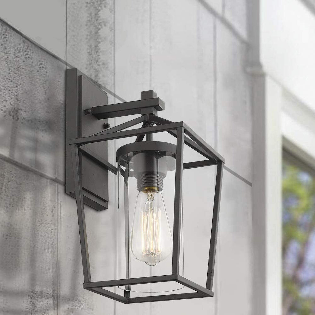 Lot de 2 appliques d'extérieur en métal noir et verre