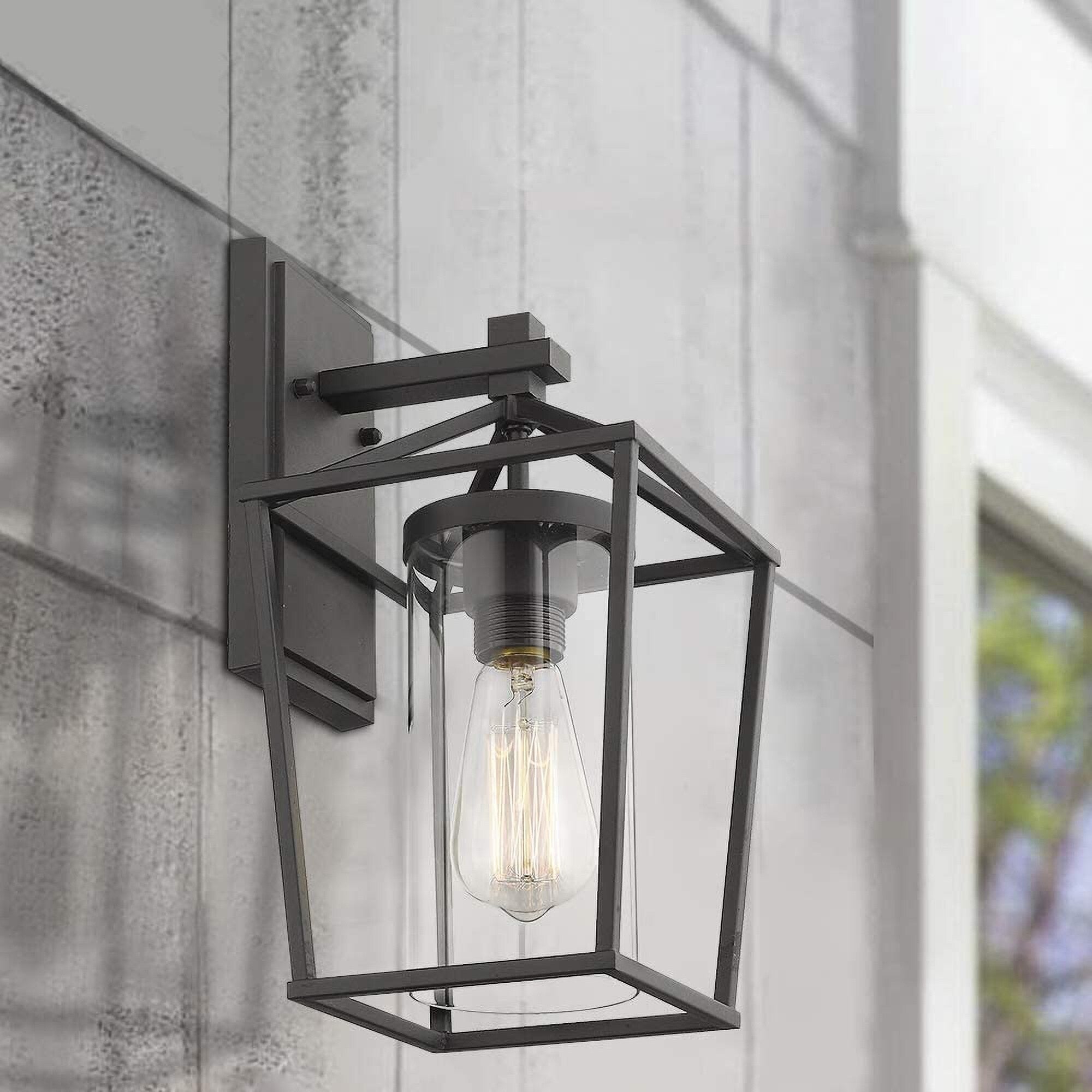 Lot de 2 appliques d'extérieur en métal noir et verre