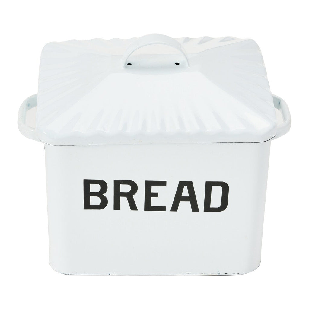 Boîte à pain en métal émaillé avec message sur le pain