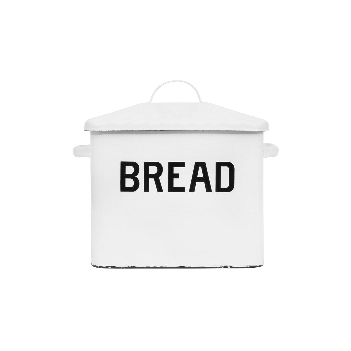 Boîte à pain en métal émaillé avec message sur le pain