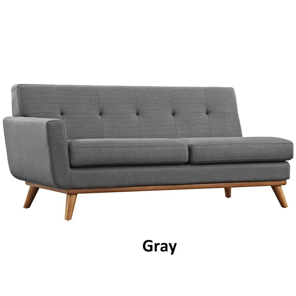 Causeuse à accoudoir gauche Engage, style moderne du milieu du siècle, tissu rembourré, couleur azur