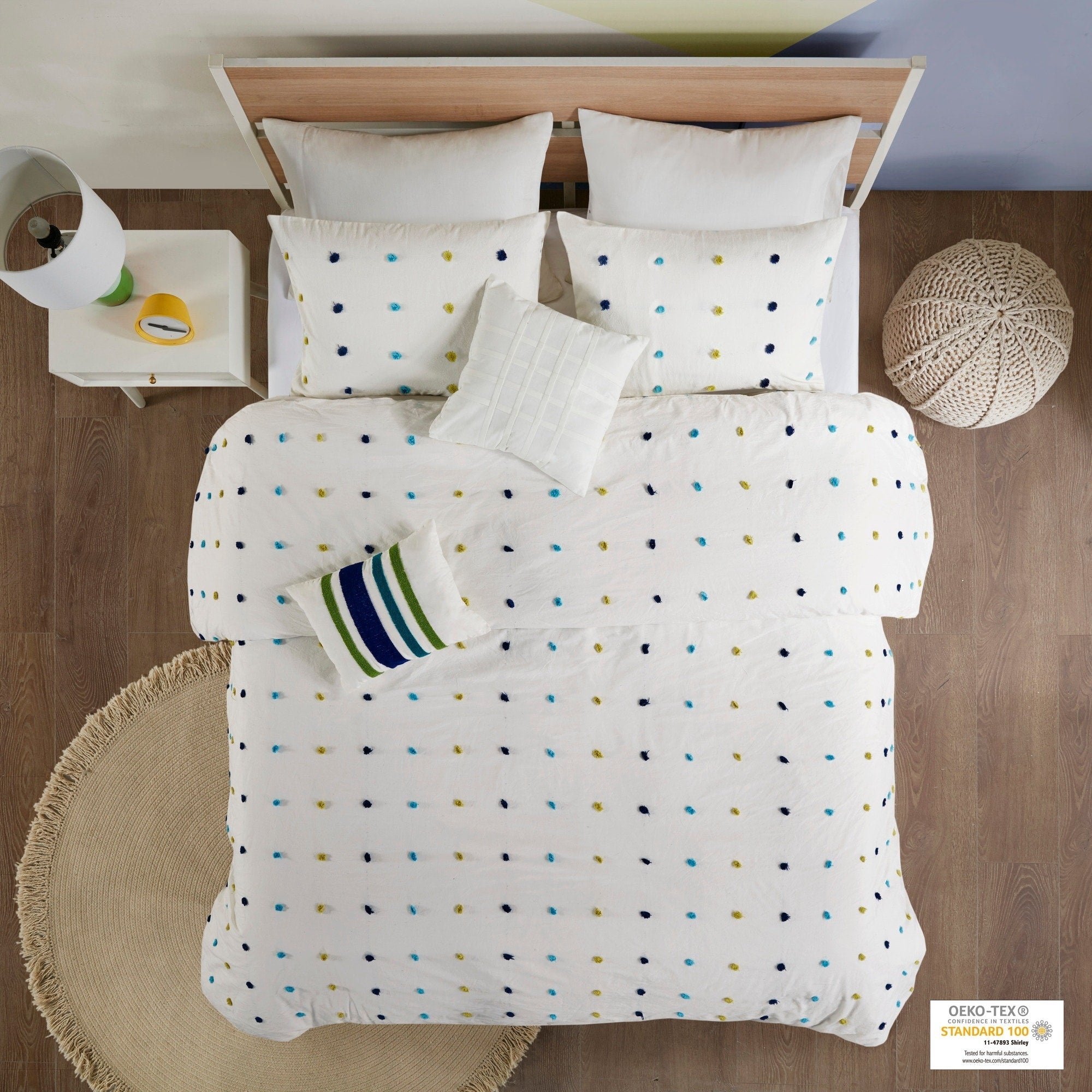 Parure de lit Ensley en coton jacquard à pompons par Intelligent Design Kids