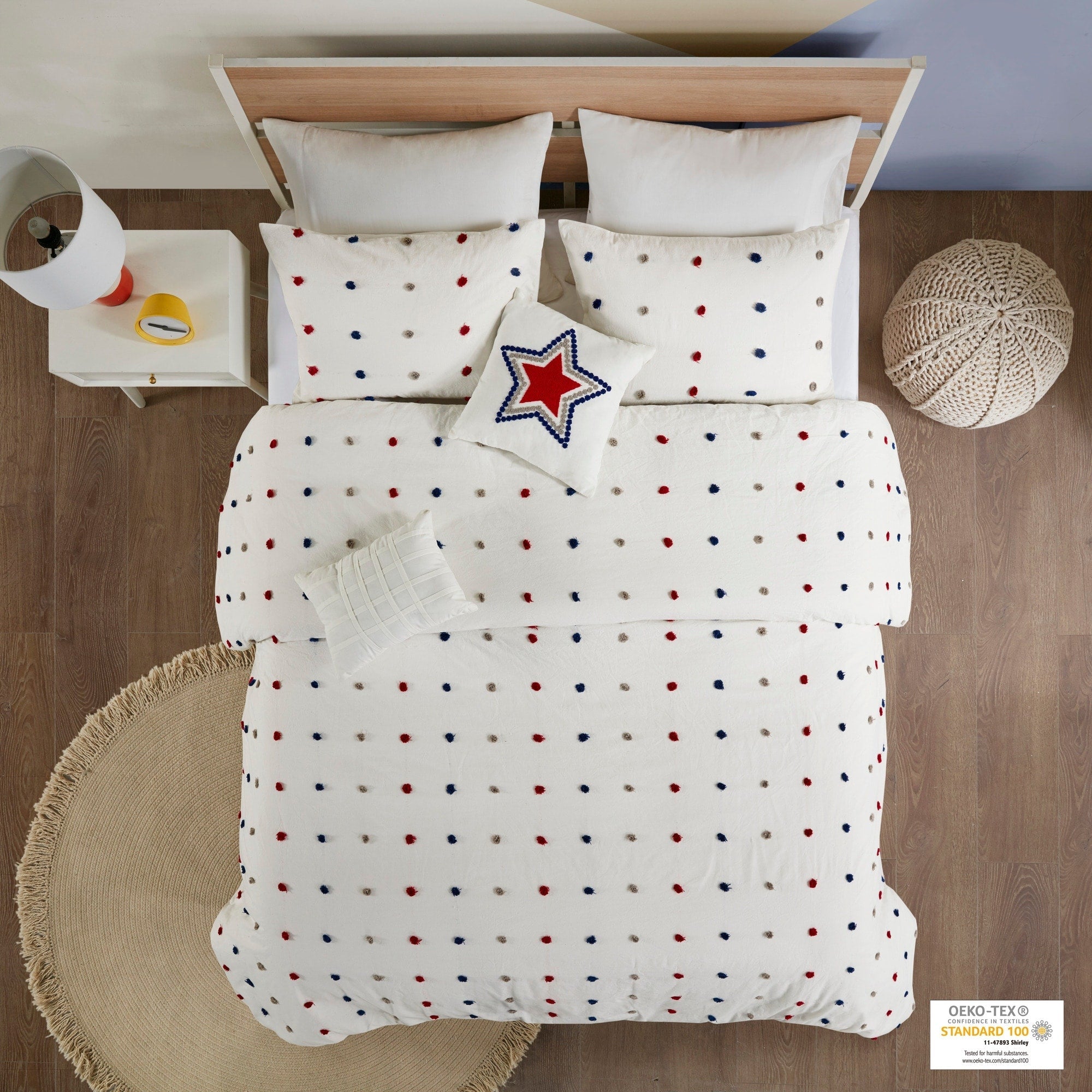 Parure de lit Ensley en coton jacquard à pompons par Intelligent Design Kids