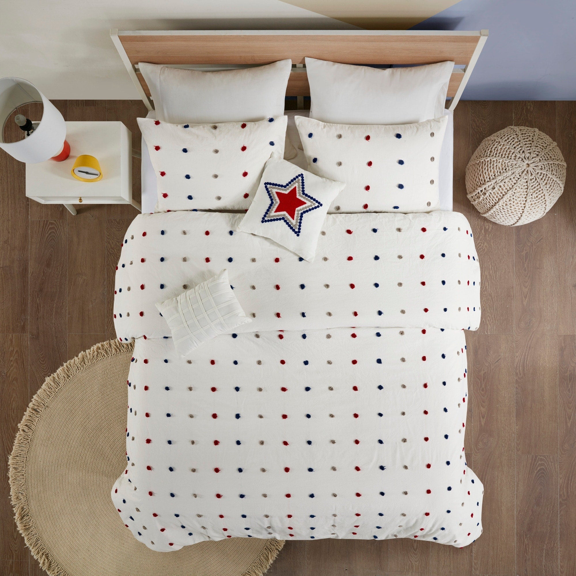 Parure de lit Ensley en coton jacquard à pompons par Intelligent Design Kids