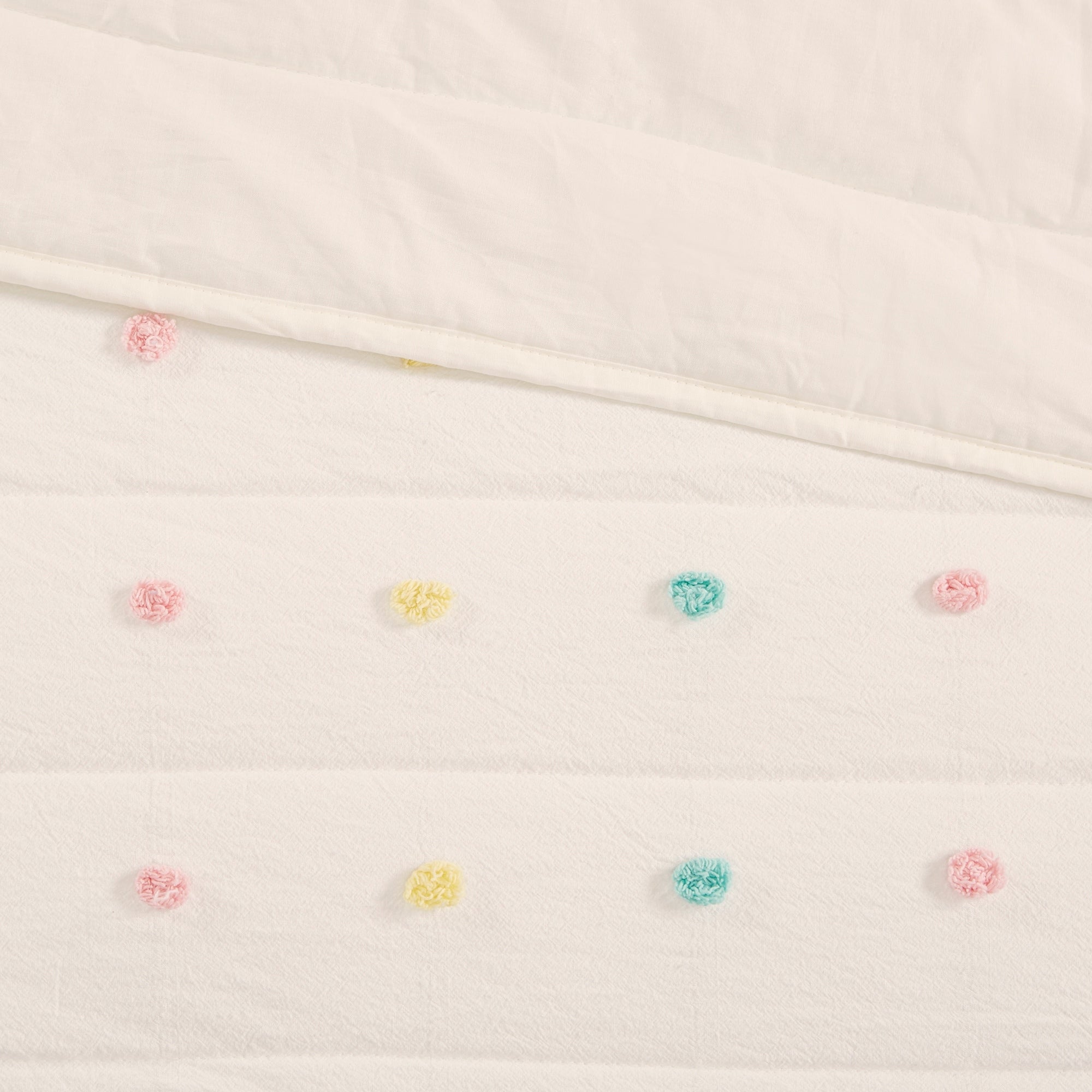 Parure de lit en jacquard de coton à pompons Ensley pour enfants au design intelligent avec coussins décoratifs