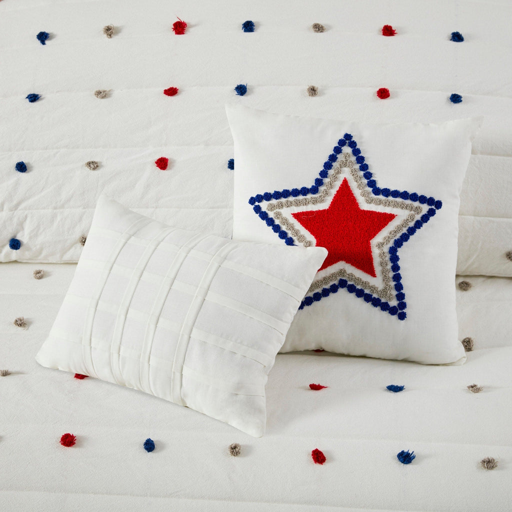 Parure de lit en jacquard de coton à pompons Ensley pour enfants au design intelligent avec coussins décoratifs