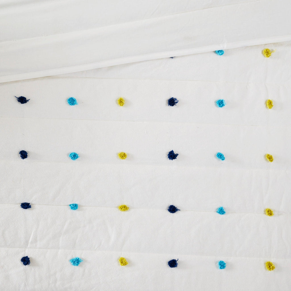 Parure de lit en jacquard de coton à pompons Ensley pour enfants au design intelligent avec coussins décoratifs