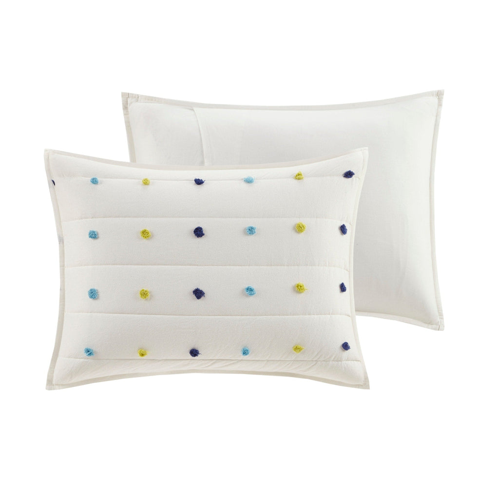Parure de lit en jacquard de coton à pompons Ensley pour enfants au design intelligent avec coussins décoratifs