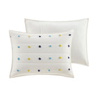 Parure de lit en jacquard de coton à pompons Ensley pour enfants au design intelligent avec coussins décoratifs
