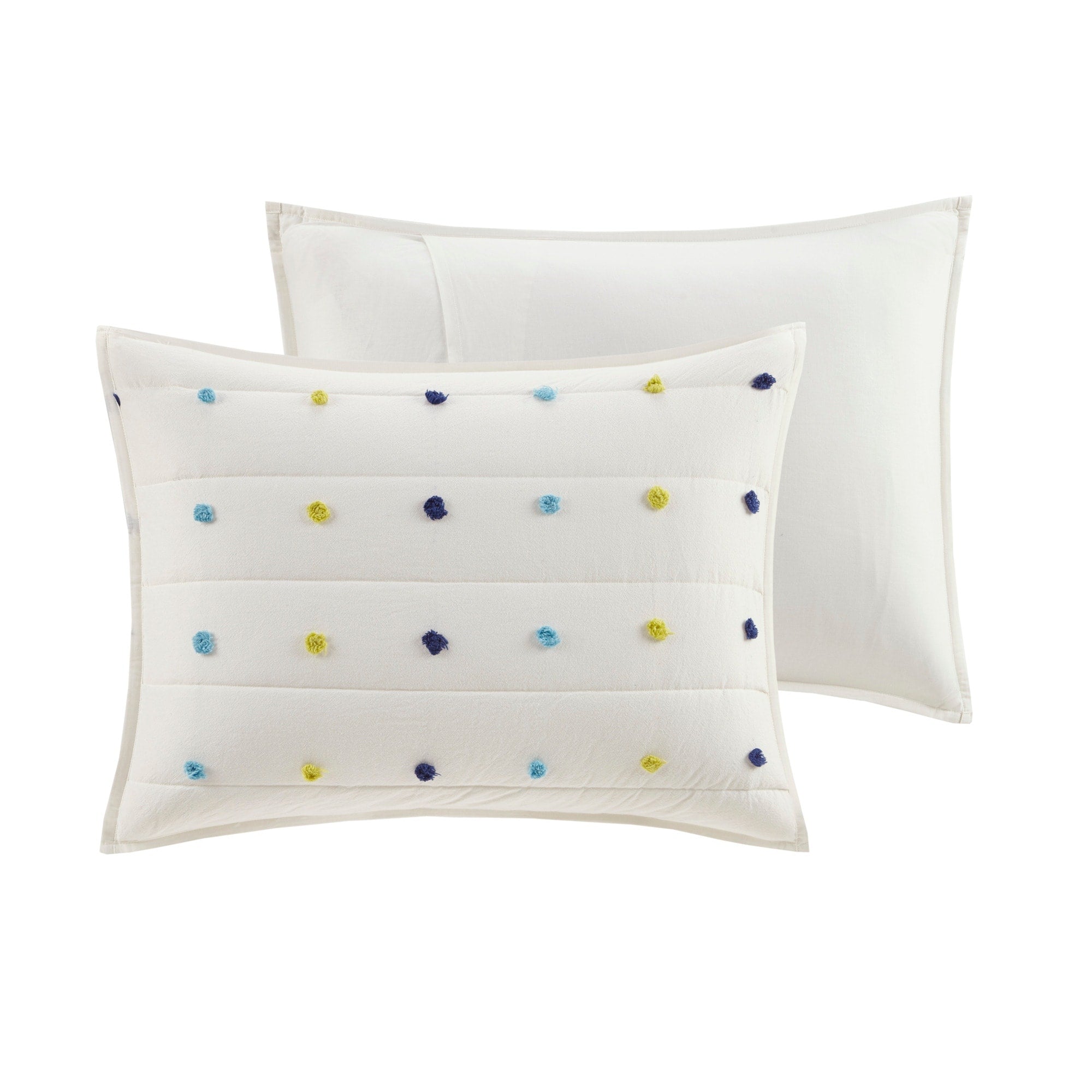 Parure de lit en jacquard de coton à pompons Ensley pour enfants au design intelligent avec coussins décoratifs