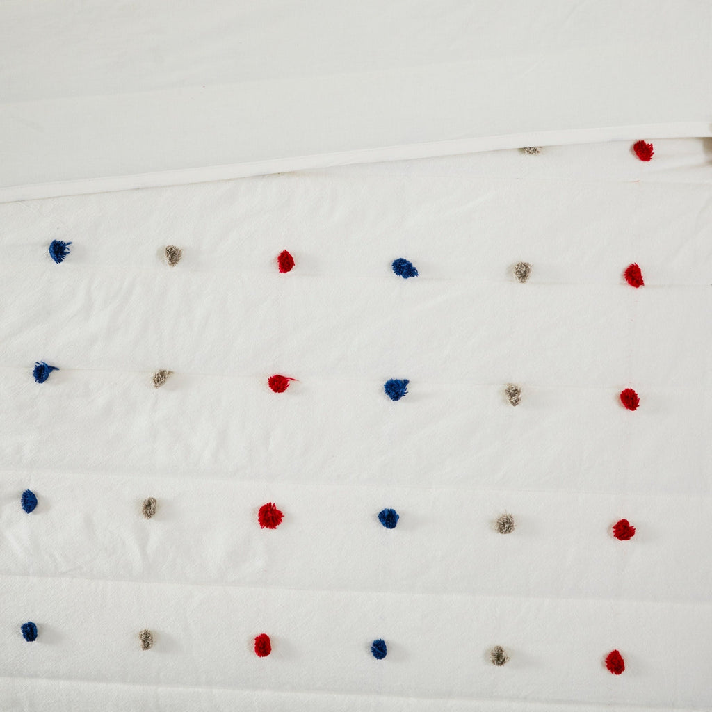 Parure de lit en jacquard de coton à pompons Ensley pour enfants au design intelligent avec coussins décoratifs