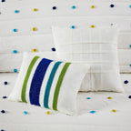 Parure de lit en jacquard de coton à pompons Ensley pour enfants au design intelligent avec coussins décoratifs