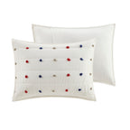 Parure de lit en jacquard de coton à pompons Ensley pour enfants au design intelligent avec coussins décoratifs