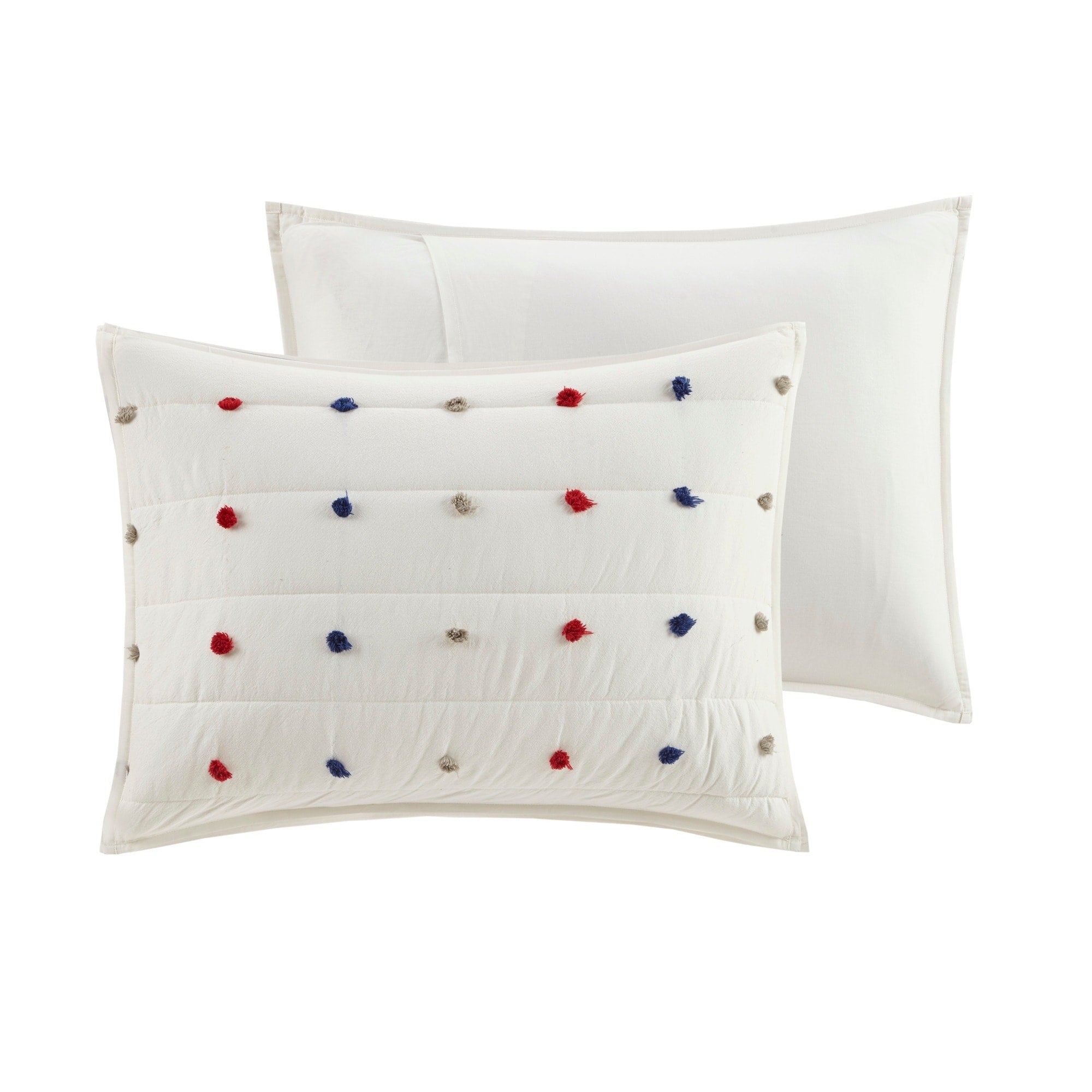 Parure de lit en jacquard de coton à pompons Ensley pour enfants au design intelligent avec coussins décoratifs