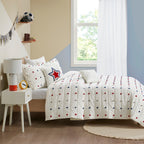 Parure de lit en jacquard de coton à pompons Ensley pour enfants au design intelligent avec coussins décoratifs