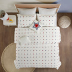 Parure de lit en jacquard de coton à pompons Ensley pour enfants au design intelligent avec coussins décoratifs