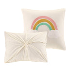 Parure de lit en jacquard de coton à pompons Ensley pour enfants au design intelligent avec coussins décoratifs