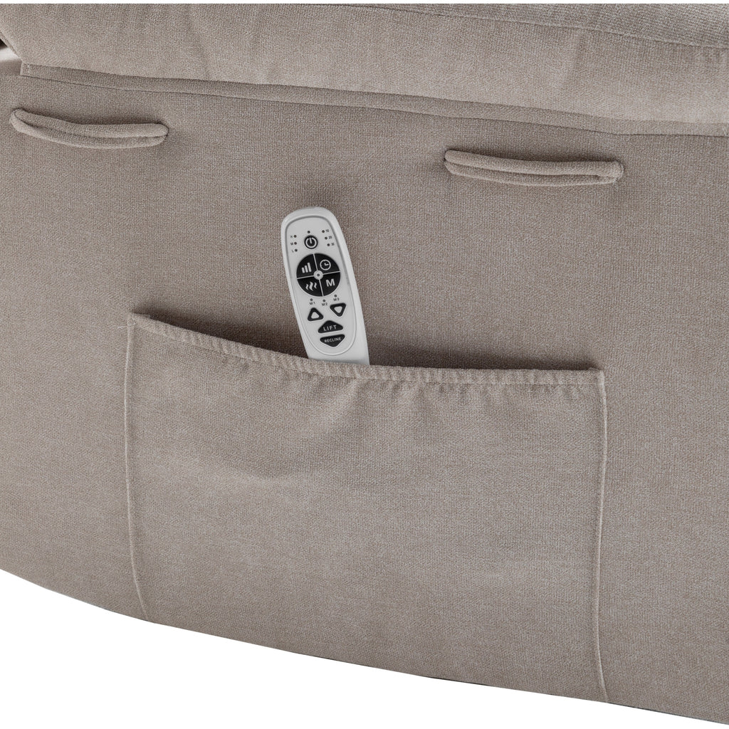 Fauteuil inclinable électrique ergonomique en velours avec massage par vibration à 8 points, chauffage et poche latérale