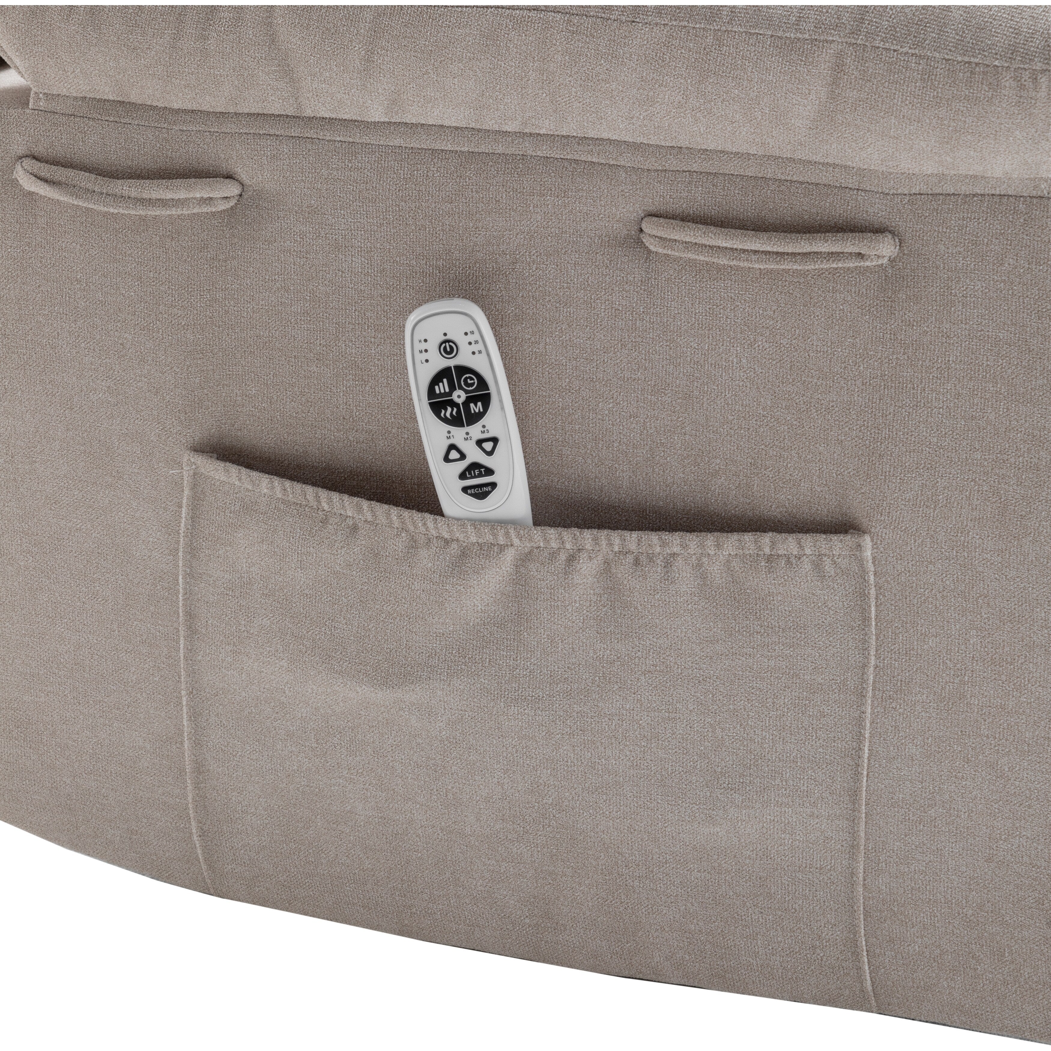 Fauteuil inclinable électrique ergonomique en velours avec massage par vibration à 8 points, chauffage et poche latérale