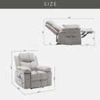 Fauteuil inclinable électrique ergonomique en velours avec massage par vibration à 8 points, chauffage et poche latérale