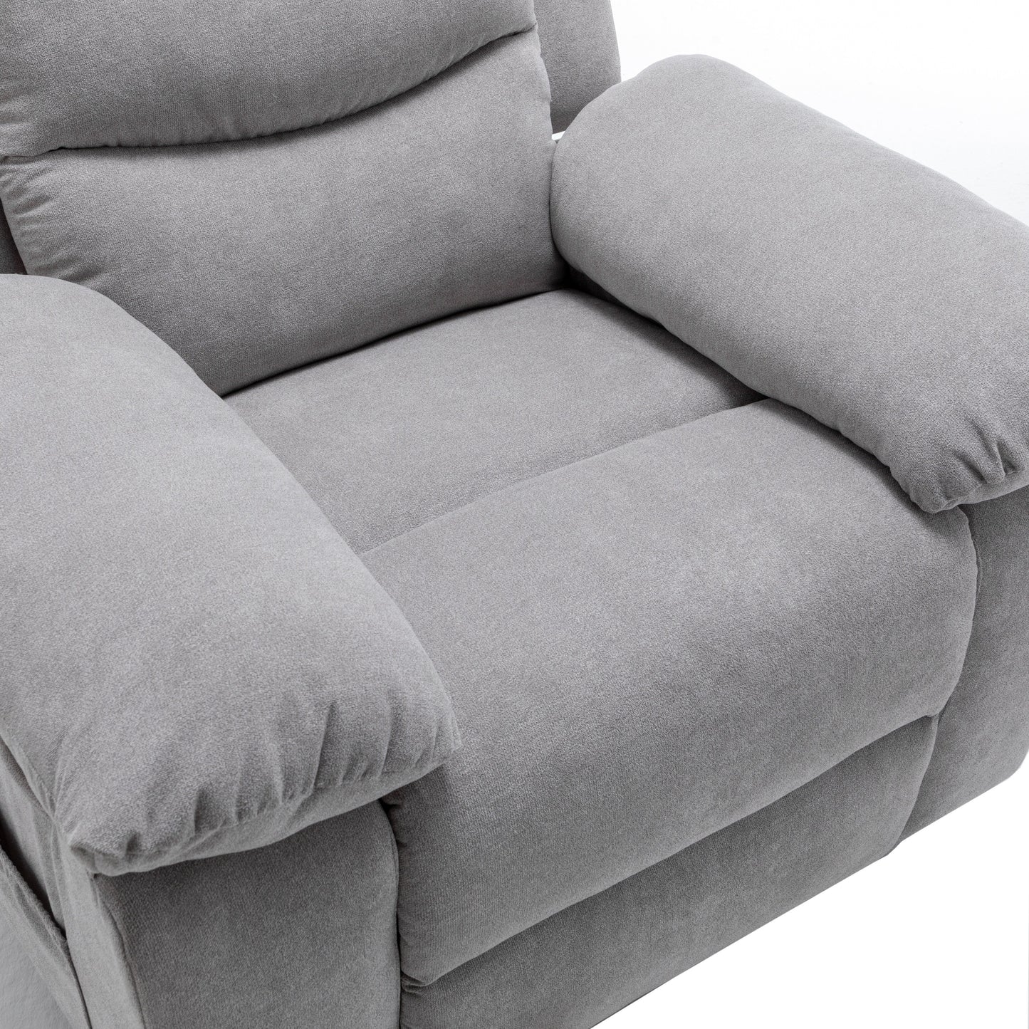 Fauteuil inclinable électrique ergonomique en velours avec massage par vibration à 8 points, chauffage et poche latérale