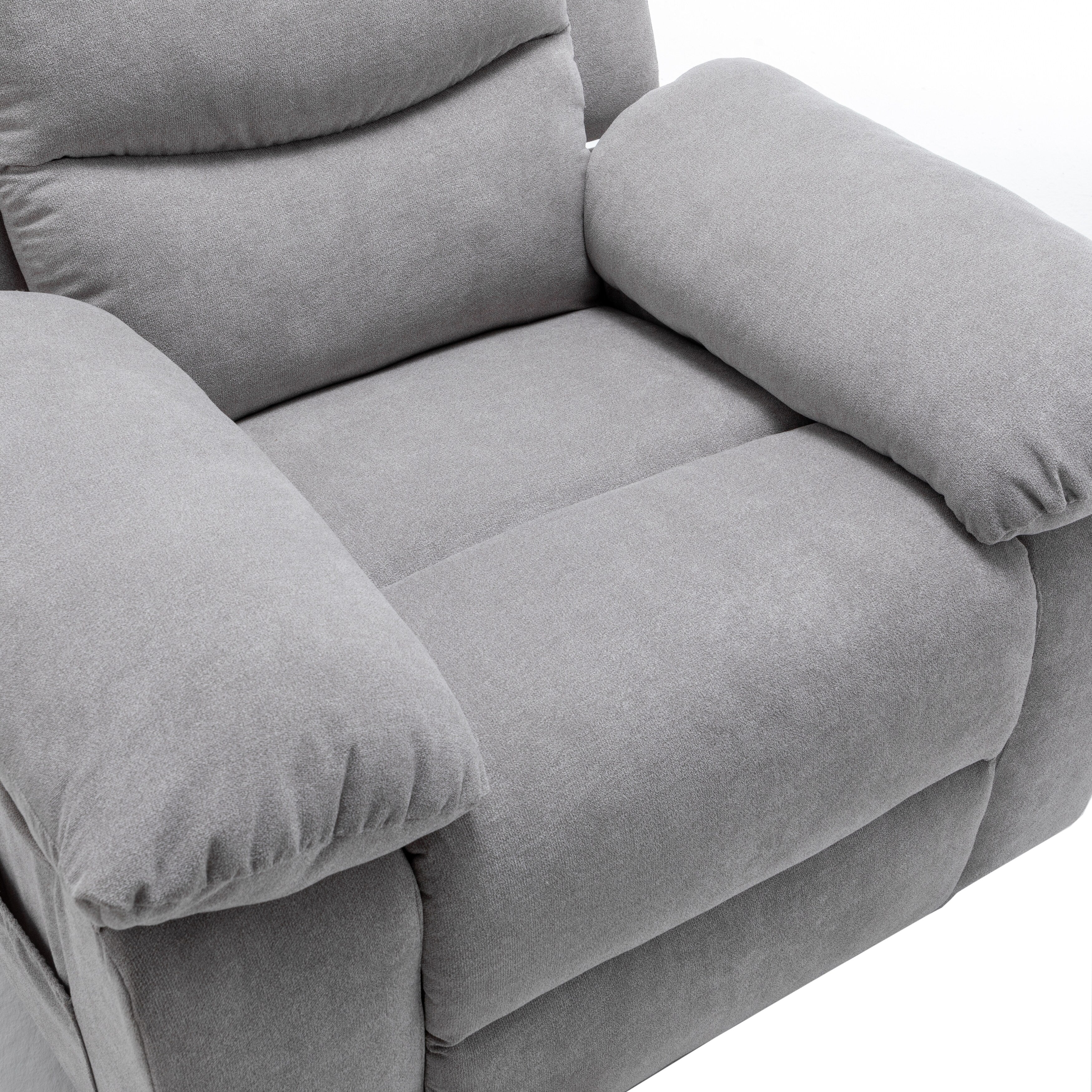 Fauteuil inclinable électrique ergonomique en velours avec massage par vibration à 8 points, chauffage et poche latérale