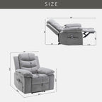 Fauteuil inclinable électrique ergonomique en velours avec massage par vibration à 8 points, chauffage et poche latérale