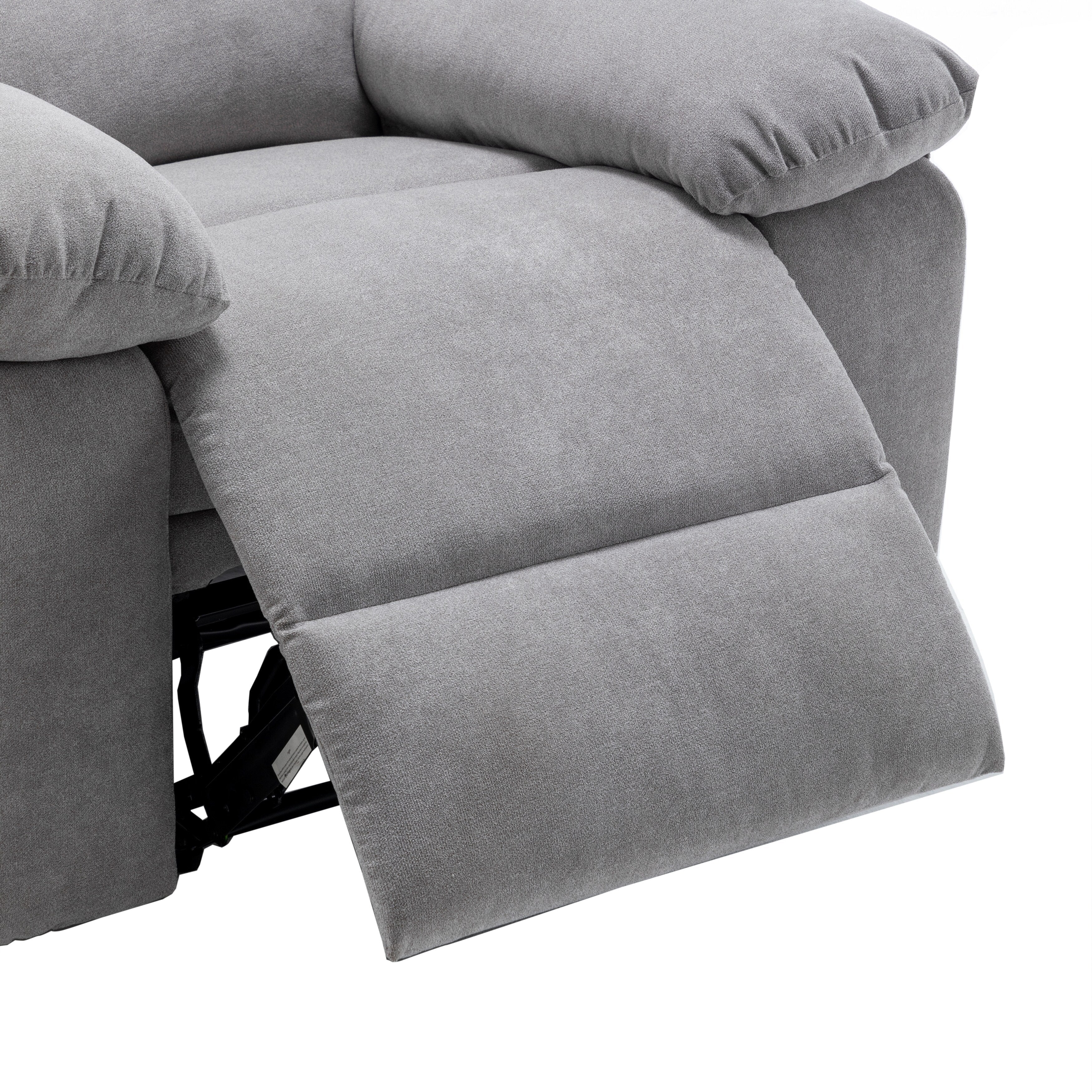 Fauteuil inclinable électrique ergonomique en velours avec massage par vibration à 8 points, chauffage et poche latérale