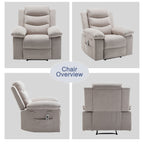 Fauteuil inclinable électrique ergonomique en velours avec massage par vibration à 8 points, chauffage et poche latérale