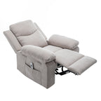 Fauteuil inclinable électrique ergonomique en velours avec massage par vibration à 8 points, chauffage et poche latérale