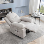 Fauteuil inclinable électrique ergonomique en velours avec massage par vibration à 8 points, chauffage et poche latérale