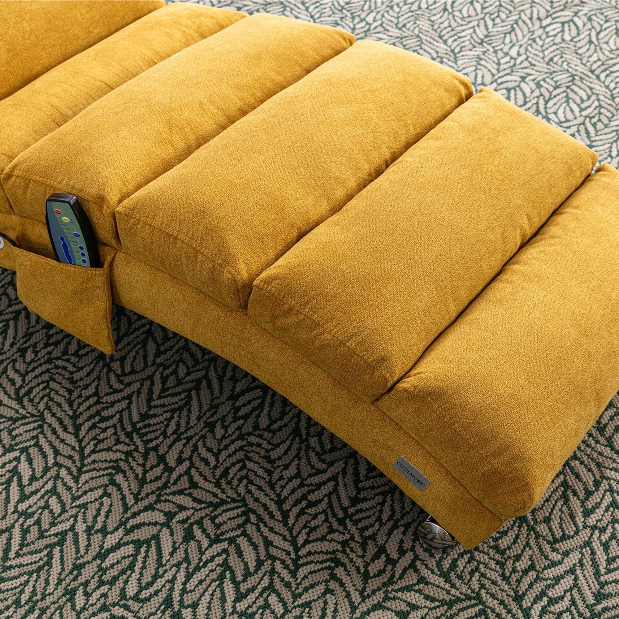 Chaise longue de massage ergonomique en lin, inclinable, capitonnée et rembourrée, avec télécommande et 5 modes de vibration