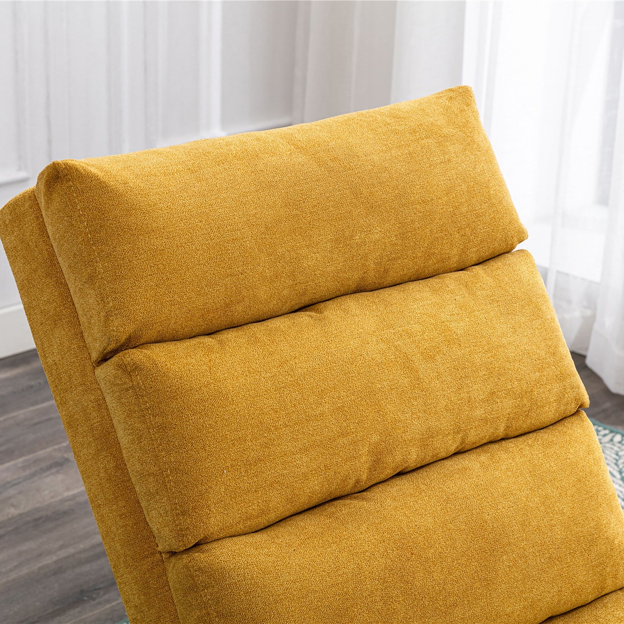 Chaise longue de massage ergonomique en lin, inclinable, capitonnée et rembourrée, avec télécommande et 5 modes de vibration