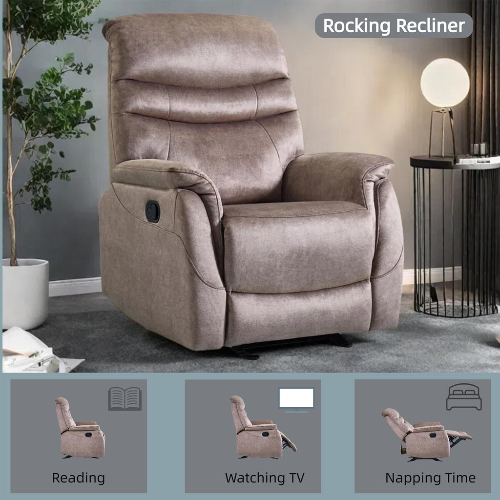 Fauteuil à bascule manuel ergonomique, fauteuil inclinable réglable moderne, dossier haut, canapé simple, siège rembourré