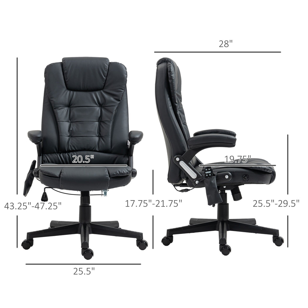 Fauteuil de bureau ergonomique et massant, inclinable et réglable à dossier haut, avec accoudoirs rembourrés et chauffage lombaire