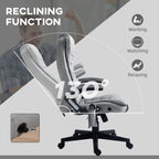 Fauteuil de bureau ergonomique et massant, inclinable et réglable à dossier haut, avec accoudoirs rembourrés et chauffage lombaire