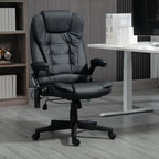 Fauteuil de bureau ergonomique et massant, inclinable et réglable à dossier haut, avec accoudoirs rembourrés et chauffage lombaire