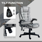 Fauteuil de bureau ergonomique et massant, inclinable et réglable à dossier haut, avec accoudoirs rembourrés et chauffage lombaire