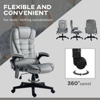 Fauteuil de bureau ergonomique et massant, inclinable et réglable à dossier haut, avec accoudoirs rembourrés et chauffage lombaire