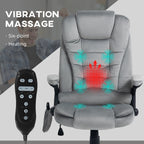Fauteuil de bureau ergonomique et massant, inclinable et réglable à dossier haut, avec accoudoirs rembourrés et chauffage lombaire