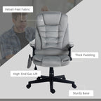 Fauteuil de bureau ergonomique et massant, inclinable et réglable à dossier haut, avec accoudoirs rembourrés et chauffage lombaire