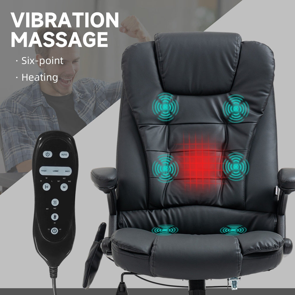 Fauteuil de bureau ergonomique et massant, inclinable et réglable à dossier haut, avec accoudoirs rembourrés et chauffage lombaire