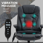 Fauteuil de bureau ergonomique et massant, inclinable et réglable à dossier haut, avec accoudoirs rembourrés et chauffage lombaire