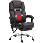 Fauteuil de bureau ergonomique et inclinable en cuir synthétique avec chauffage lombaire, repose-pieds et hauteur réglable