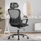 Chaise de bureau ergonomique en maille, dossier haut avec accoudoirs, soutien lombaire, chaise de bureau pivotante pour ordinateur