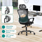 Chaise de bureau ergonomique en maille, dossier haut avec accoudoirs, soutien lombaire, chaise de bureau pivotante pour ordinateur