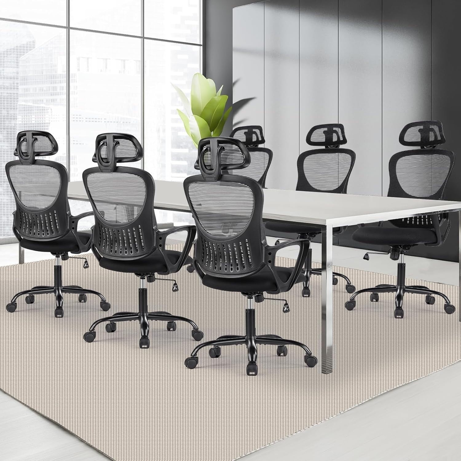 Chaise de bureau ergonomique en maille, dossier haut avec accoudoirs, soutien lombaire, chaise de bureau pivotante pour ordinateur