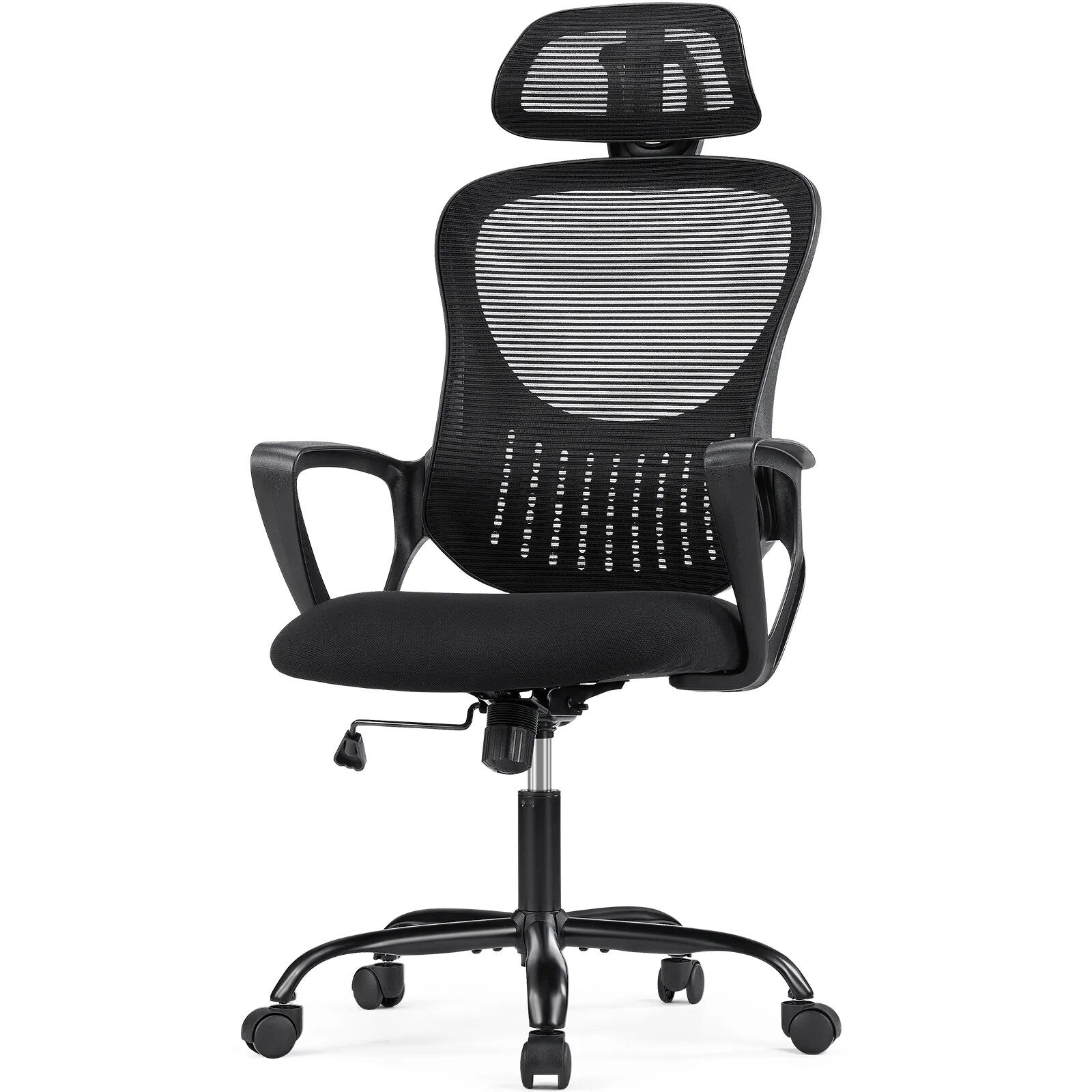 Chaise de bureau ergonomique en maille, dossier haut avec accoudoirs, soutien lombaire, chaise de bureau pivotante pour ordinateur